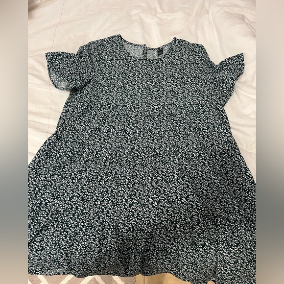 SHEIN Floral Babydoll Tiered Green Flowy Mini Dress - Picture 4 of 9